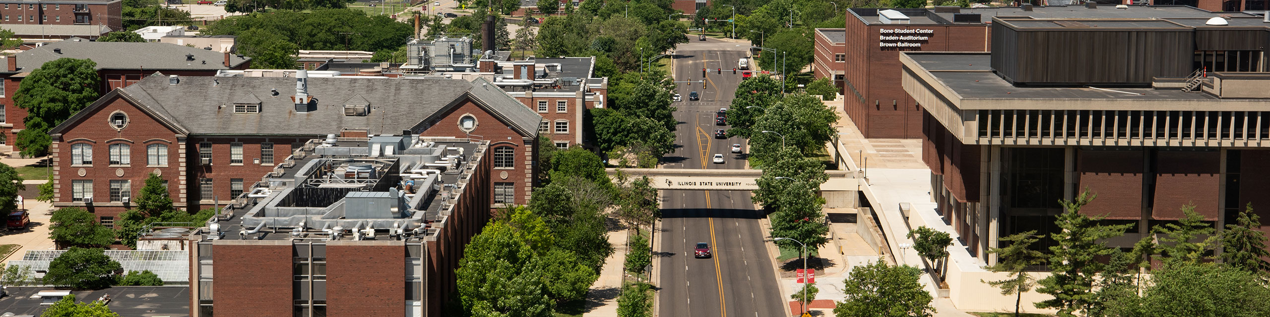 Arial shot of Illinois State campus